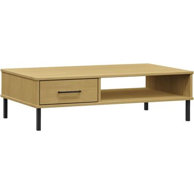 vidaXL Couchtisch mit Metallbeinen Braun Massives Kiefernholz OSLO - Beistelltisch vidaXL Couchtisch mit Metallbeinen Braun Massives Kiefernholz OSLO - Beistelltisch