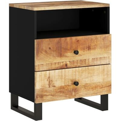 vidaXL Nightstand - Solid Mango Wood - 2 Drawers - Stable Top vidaXL Nightstand - Solid Mango Wood - 2 Drawers - Stable Top
