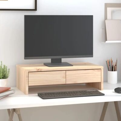 Support de Moniteur en Pin Massif vidaXL - Support pour moniteur - Publicité Support de Moniteur en Pin Massif vidaXL - Support pour moniteur - Publicité