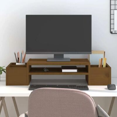 vidaXL Honigbraun Massives Kiefernholz Monitorständer - Monitorständer vidaXL Honigbraun Massives Kiefernholz Monitorständer - Monitorständer