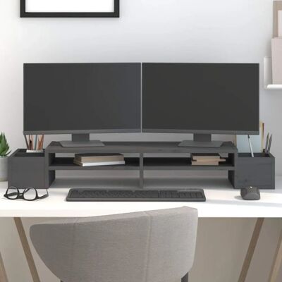 Support pour moniteur gris vidaXL - 100x27,5x15 cm Bois massif de pin - Publicité Support pour moniteur gris vidaXL - 100x27,5x15 cm Bois massif de pin - Publicité