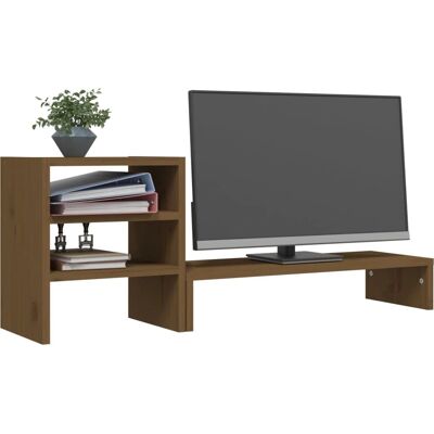 vidaXL Monitorstativ Honningbrun - 81x20x30 cm Massivt fyrretræ - Monitorstativ vidaXL Monitorstativ Honningbrun - 81x20x30 cm Massivt fyrretræ - Monitorstativ