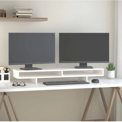 Support de moniteur en bois vidaXL - Blanc - 100x27x14 cm Support de moniteur en bois vidaXL - Blanc - 100x27x14 cm