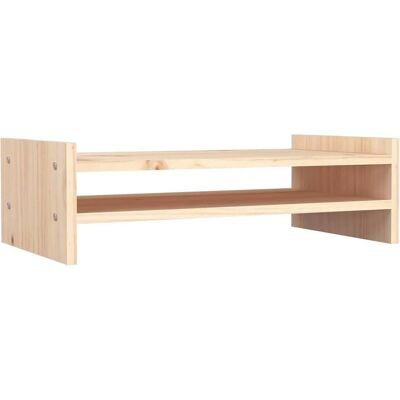 Support pour moniteur en bois de pin vidaXL - Marron - Publicité Support pour moniteur en bois de pin vidaXL - Marron - Publicité