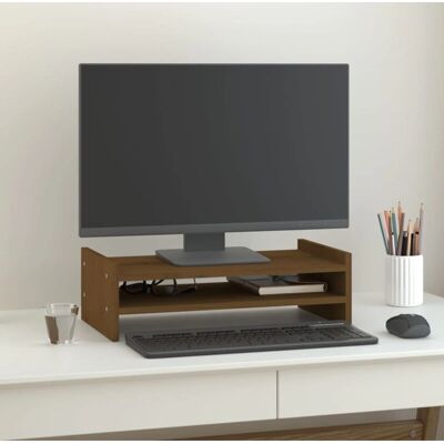 vidaXL Monitorständer Honigbraun 50x27x15 cm Massiv Kiefern Holz - Monitorständer vidaXL Monitorständer Honigbraun 50x27x15 cm Massiv Kiefern Holz - Monitorständer