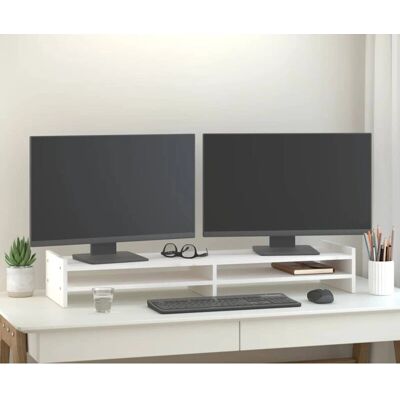 vidaXL Monitorstativ Hvid 100x27x15 cm Massivt gran - Monitorstativ vidaXL Monitorstativ Hvid 100x27x15 cm Massivt gran - Monitorstativ