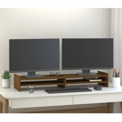 Support d'écran miel 100x27x15 cm bois massif pin - Support d'écran - Publicité Support d'écran miel 100x27x15 cm bois massif pin - Support d'écran - Publicité