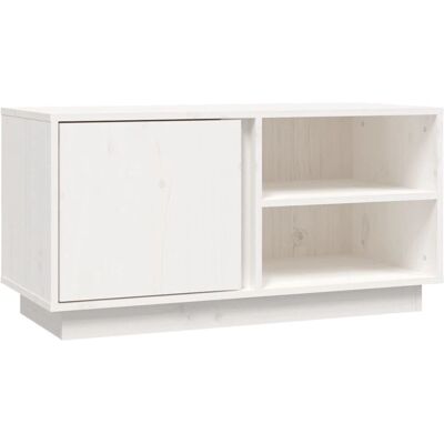 vidaXL 814465 Meuble TV en Pin Blanc - Moderne, Rustique - Publicité vidaXL 814465 Meuble TV en Pin Blanc - Moderne, Rustique - Publicité