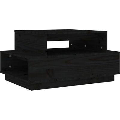 vidaXL Schwarzer Massivholz Kiefern Couchtisch - Beistelltisch vidaXL Schwarzer Massivholz Kiefern Couchtisch - Beistelltisch