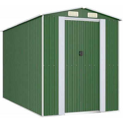 Cobertizo de jardín verde vidaXL 192x357x223 cm Acero galvanizado almacenamiento exterior Cobertizo de jardín verde vidaXL 192x357x223 cm Acero galvanizado almacenamiento exterior