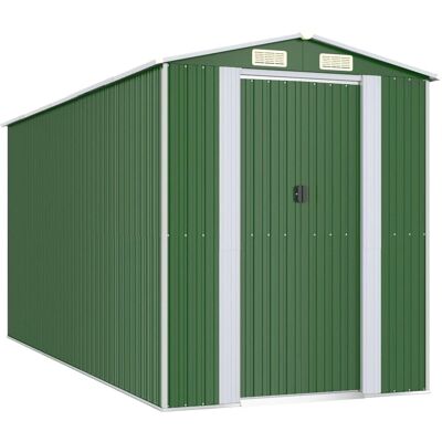 Cobertizo de jardín verde de acero galvanizado vidaXL - Almacenamiento exterior Cobertizo de jardín verde de acero galvanizado vidaXL - Almacenamiento exterior