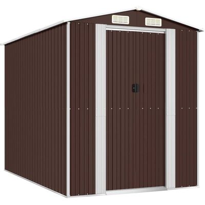 vidaXL Gartenschuppen Dunkelbraun 192x274x223 cm Verzinkter Stahl Außenwerkzeuglager vidaXL Gartenschuppen Dunkelbraun 192x274x223 cm Verzinkter Stahl Außenwerkzeuglager