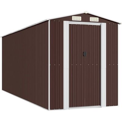 vidaXL Gartenhaus Dunkelbraun 192x523x223 cm Verzinkter Stahl - Gartenhaus vidaXL Gartenhaus Dunkelbraun 192x523x223 cm Verzinkter Stahl - Gartenhaus