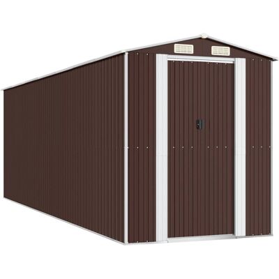 vidaXL Gartenschuppen Dunkelbraun 192x606x223 cm Verzinkter Stahl Außenwerkzeuglager vidaXL Gartenschuppen Dunkelbraun 192x606x223 cm Verzinkter Stahl Außenwerkzeuglager