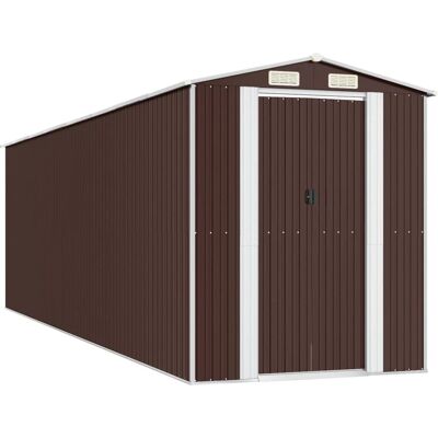 vidaXL Gartenschuppen Dunkelbraun 192x689x223 cm Verzinkter Stahl - Gartenschuppen vidaXL Gartenschuppen Dunkelbraun 192x689x223 cm Verzinkter Stahl - Gartenschuppen