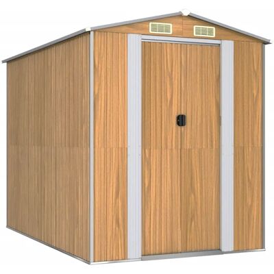 vidaXL Gartenhaus Hellbraun 192x274x223 cm Verzinkter Stahl vidaXL Gartenhaus Hellbraun 192x274x223 cm Verzinkter Stahl