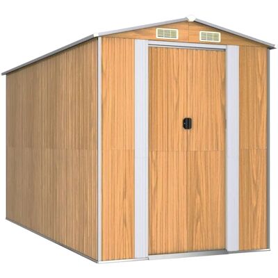 vidaXL Gartenhaus Hellbraun 192x357x223 cm Verzinkter Stahl - Gartenschuppen vidaXL Gartenhaus Hellbraun 192x357x223 cm Verzinkter Stahl - Gartenschuppen