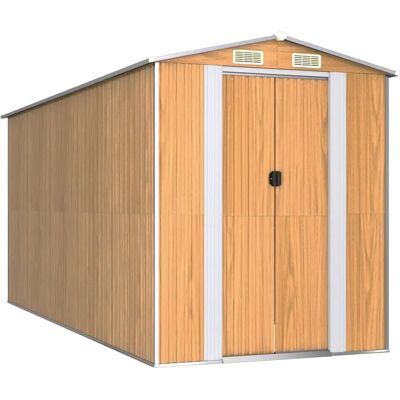 vidaXL Gartenhaus Hellbraun 192x440x223 cm Verzinkter Stahl - Gartenhaus vidaXL Gartenhaus Hellbraun 192x440x223 cm Verzinkter Stahl - Gartenhaus