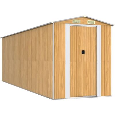 vidaXL Gartenschuppen Hellbraun 192x606x223 cm Verzinkter Stahl - Gartenschuppen vidaXL Gartenschuppen Hellbraun 192x606x223 cm Verzinkter Stahl - Gartenschuppen