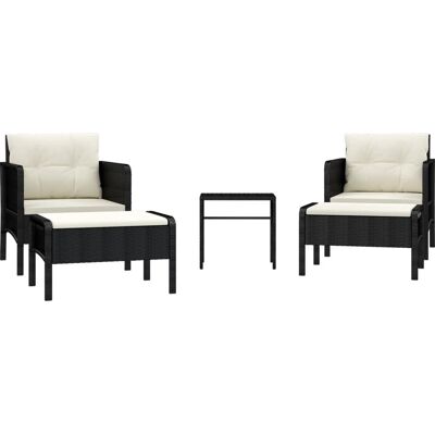 Conjunto de Móveis de Exterior VidaXL - Preto - Lounge de Jardim - 5 peças Conjunto de Móveis de Exterior VidaXL - Preto - Lounge de Jardim - 5 peças