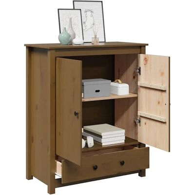 Mueble Alto de Pino Macizo Miel de vidaXL - Con espacio de almacenamiento Mueble Alto de Pino Macizo Miel de vidaXL - Con espacio de almacenamiento