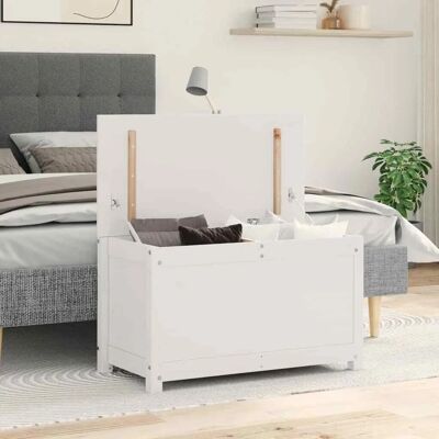 vidaXL Stauraumbox Weiß 80x40x45.5 cm Massives Kiefernholz vidaXL Stauraumbox Weiß 80x40x45.5 cm Massives Kiefernholz