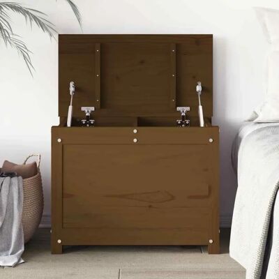 caja de almacenamiento color miel vidaXL Madera de pino maciza - Caja de almacenaje caja de almacenamiento color miel vidaXL Madera de pino maciza - Caja de almacenaje