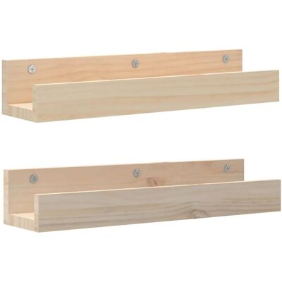vidaXL Pine Wall Shelves - 2 pcs - 50x12x9 cm - Wall Shelves vidaXL Pine Wall Shelves - 2 pcs - 50x12x9 cm - Wall Shelves