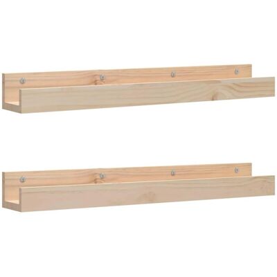 vidaXL Pine Wall Shelves - 2 pcs, Natural - 80x12x9 cm - Wall Shelves vidaXL Pine Wall Shelves - 2 pcs, Natural - 80x12x9 cm - Wall Shelves