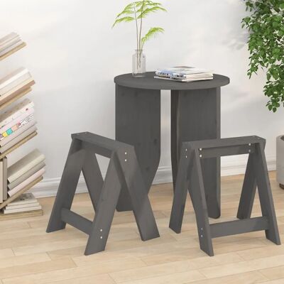 vidaXL Massivholz Kiefer Hocker - 2 Stück - Grau - 40x40x45 cm vidaXL Massivholz Kiefer Hocker - 2 Stück - Grau - 40x40x45 cm