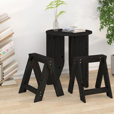 vidaXL Massivkiefer Hocker Set - 2 Stück, 40x40x45 cm, Rustikal Schwarz vidaXL Massivkiefer Hocker Set - 2 Stück, 40x40x45 cm, Rustikal Schwarz