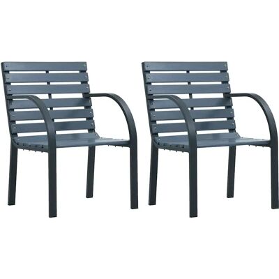 vidaXL Gartensessel Grau Massiv Tannenholz Stahl - 2 Stück vidaXL Gartensessel Grau Massiv Tannenholz Stahl - 2 Stück
