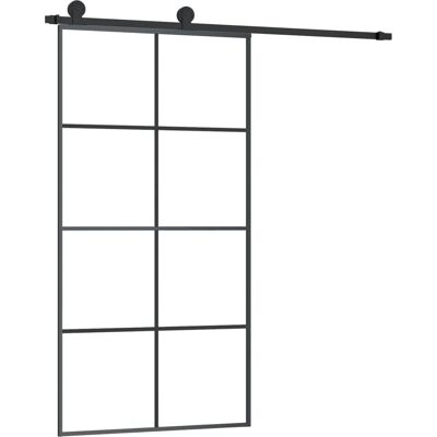 vidaXL Sliding Door - 102.5x205 cm Black ESG Glass Aluminium vidaXL Sliding Door - 102.5x205 cm Black ESG Glass Aluminium