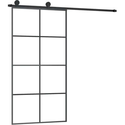 vidaXL Schiebetür mit Beschlag 102,5x205 cm ESG-Glas & Aluminium Schwarz vidaXL Schiebetür mit Beschlag 102,5x205 cm ESG-Glas & Aluminium Schwarz