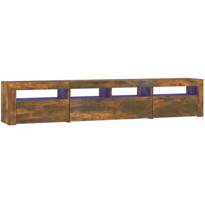 vidaXL Rooke Eiken TV Kast - LED Verlichting - 210x35x40cm vidaXL Rooke Eiken TV Kast - LED Verlichting - 210x35x40cm