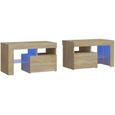 vidaXL Sonoma Eichen Nachttische mit LED-Lichtern - Nachttisch vidaXL Sonoma Eichen Nachttische mit LED-Lichtern - Nachttisch