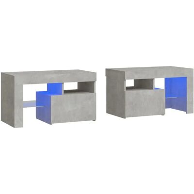 vidaXL Table de nuit en béton - Étagère moderne avec lumières LED - Publicité vidaXL Table de nuit en béton - Étagère moderne avec lumières LED - Publicité