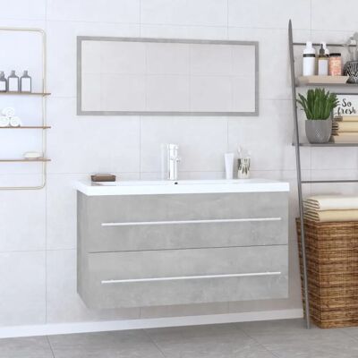 vidaXL Badmöbel-Set - Grau Beton, 3-teilig vidaXL Badmöbel-Set - Grau Beton, 3-teilig