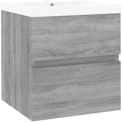 vidaXL Badezimmerunterschrank mit eingebautem Becken Grau Sonoma Holz vidaXL Badezimmerunterschrank mit eingebautem Becken Grau Sonoma Holz