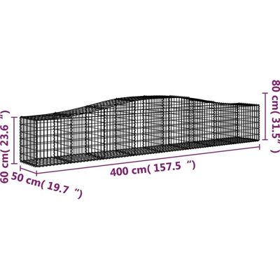 vidaXL Bogenförmiger Gabionenkorb 400x50x60/80 cm - Gabion Mauer vidaXL Bogenförmiger Gabionenkorb 400x50x60/80 cm - Gabion Mauer
