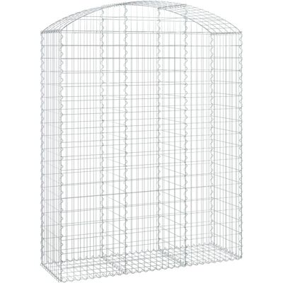 Cesta de gaviones arqueada vidaXL - Muro de jardín de hierro galvanizado Cesta de gaviones arqueada vidaXL - Muro de jardín de hierro galvanizado