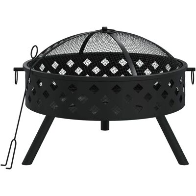 Feu de camp vidaXL - Acier 58cm avec tisonnier - Cheminée extérieur Feu de camp vidaXL - Acier 58cm avec tisonnier - Cheminée extérieur