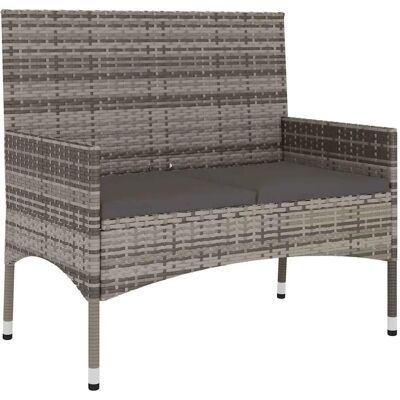 vidaXL Tuinbank 2-zits met Kussens Grijs Poly Rattan - Tuinbank vidaXL Tuinbank 2-zits met Kussens Grijs Poly Rattan - Tuinbank