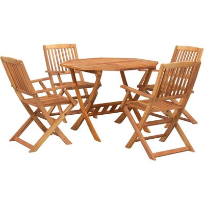 vidaXL Conjunto de Jantar de Jardim em Acácia - 4 Cadeiras Dobráveis 90cm Mesa vidaXL Conjunto de Jantar de Jardim em Acácia - 4 Cadeiras Dobráveis 90cm Mesa