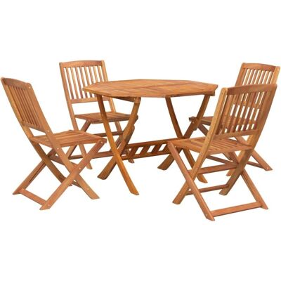 Conjunto de Jantar de Jardim em Madeira de Acácia - 5 Peças Dobrável Conjunto de Jantar de Jardim em Madeira de Acácia - 5 Peças Dobrável