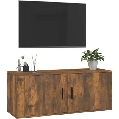 vidaXL Mueble TV mural en chêne fumé - Mural TV meuble - Publicité vidaXL Mueble TV mural en chêne fumé - Mural TV meuble - Publicité