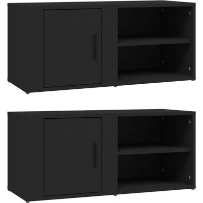 vidaXL TV Möbel 2 Stück Schwarz 80x31.5x36 cm Holz vidaXL TV Möbel 2 Stück Schwarz 80x31.5x36 cm Holz