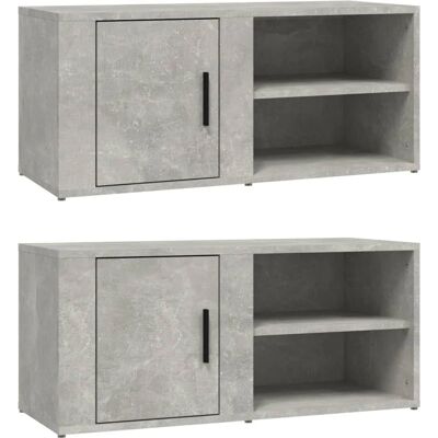 vidaXL Armarios TV 2 pzas Gris Cemento 80x31,5x36 cm Madera Engineered - TV Cabinets vidaXL Armarios TV 2 pzas Gris Cemento 80x31,5x36 cm Madera Engineered - TV Cabinets