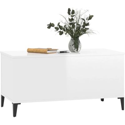 vidaXL Hochglanz Weiß Engineered Holz Couchtisch - Beistelltisch vidaXL Hochglanz Weiß Engineered Holz Couchtisch - Beistelltisch