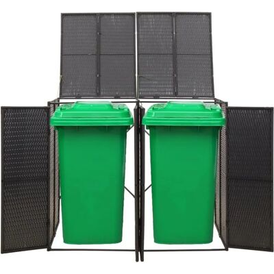 Abri double pour poubelles - Rangement extérieur, Durable, Imperméable - Publicité Abri double pour poubelles - Rangement extérieur, Durable, Imperméable - Publicité